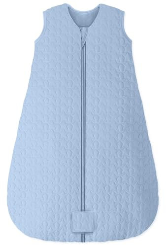 Unnivoll Schlafsack Baby Winter 2,5 Tog Baby Schlafsack 6-12 Monate Baumwolle Babyschlafsack Neugeborene Winterschlafsack Baby Warm und Weich 78 cm für Jungen Mädchen Blau