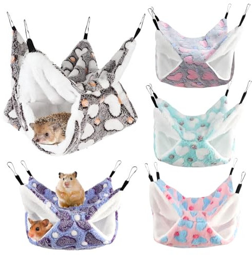 5 Pcs Meerschweinchen Hängematte, Meerschweinchen Kuschelhöhle, Hängematte Für Kleintiere, Frettchen Spielzeug Ratten Käfig Zubehör Für Ratte Nager Chinchillas Totoro Hamster Frettchen Mäuse 30*30