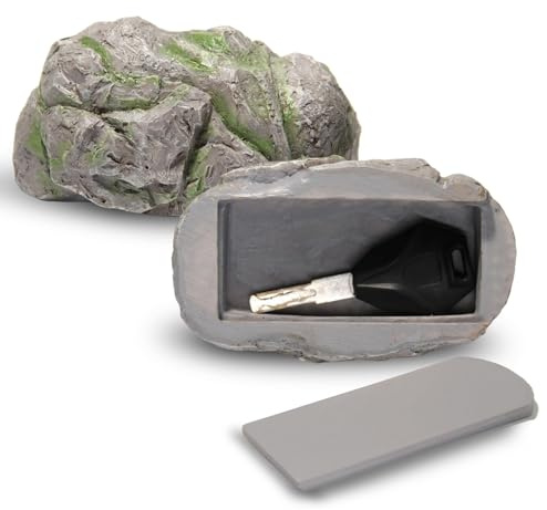 Roca Falsa, Caja Fuerte para Apariencia Al Aire Libre Llavero Piedra Exterior Ocultar Llave Contenedor Esconder Llaves Seguridad Secreta Jardín Patio Geocaching Accesorios Casa