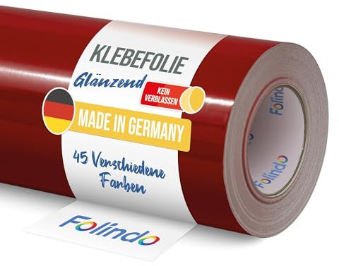 FOLINDO Möbelfolie selbstklebend 621 031 Rot Glanz Vinyl 5m x 63 cm Klebefolie Möbel, Klebefolie Küche, Möbelfolie, Folie für Möbel, Möbelfolie selbstklebende Folie, Küchenfolie selbstklebend