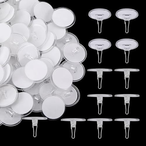 Aeaocvo 50 Set Deckenhaken Ohne Bohren, 30 mm Klein Klebehaken Transparente Deckenhaken Selbstklebend, Klein Decke Klebehaken mit Unabhängigem Haken für Küche, Bad, Tür, Klebehaken Decke