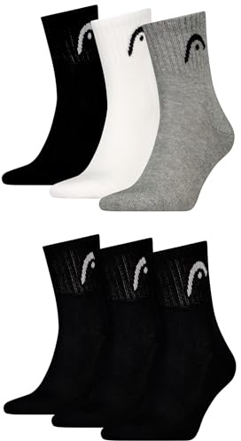 HEAD Herren Short Crew Sportsocken im 6erPack (43-46, Black/Grey White Black)