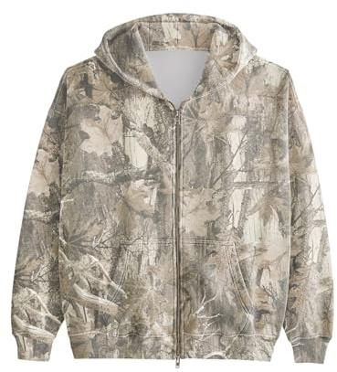 MSBESYOR Womens Mens Camo Zip Up Hoodie Maple Leaf Print Oversized Hooded Sweatshirt Fleece Long Sleeve Jacket