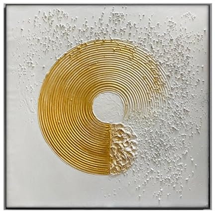 LIMAIDUO Grand cercle doré peinture abstraite originale moderne texturée annulaire acrylique peinture murale salon art 20x20cm sans cadre