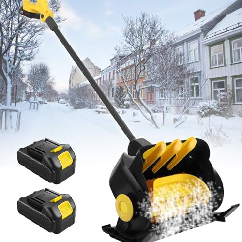moupeaktain Elektrische Schneeschaufel, 41cm Breite, Akku-Schneefräse Mit Verstellbarem Frontgriff, Kabellose Schneefräse Mit 2×4ah Akku, Schnellladegerät