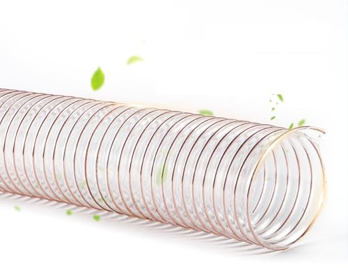 Absaugschlauch Flexibler PU-Staubsaugerschlauch für industrielle Holzbearbeitungsreiniger, transparenter Rauchsammelschlauch für Staubsammler, pannensicher, für Tischkreissäge/Hobel/Holzwerkstatt-Stau
