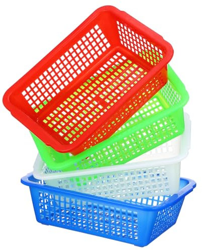 Alipis 4 Stück rechteckiges Sieb Einheiten Pflanzenkorb Kiste kitchen storage basket abfalleimer stapelbar Robuster Kunststoffkorb platzsparend easy putz Küchenkorb Gemüsekorb Abs