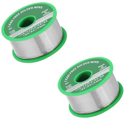 2 pezzi di stagno di saldatura da 1,0 mm, stagno senza piombo con nucleo di colofonia da 20 g, adatto per la riparazione di componenti elettronici ed elettrici di saldatura e fai da te
