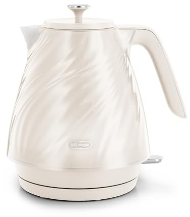De’Longhi Ballerina Seta Electric Kettle - Fast Boil Cordless Kettle with 1.7L Capacity, 360° Swivel Base, Removable Anti-Scale Filter, Water Level Indicator, 3000W, Silk Cream (KBDS3001.CR)