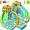 SportBob Hüpfburg mit Gebläse und Wasserrutsche, Hüpfburg Kinder für Indoor & Outdoor, Groß Wasser hüpfburgen wasserpark Kinder Outdoor mit Doppelrutsche, Regenbogentor, Wasserkanonen