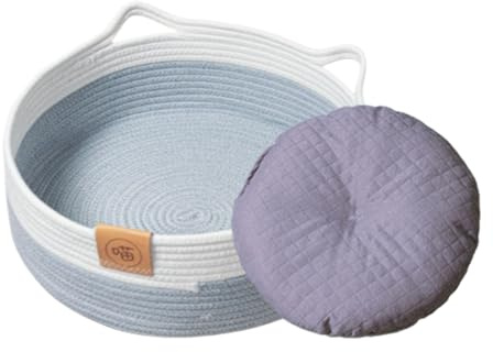 Generisch Waschbares Katzenbett | Baumwollseil Geflochtenes Nest,Hundekorb Rundes Katzenbett - Für Kätzchen Welpen Kaninchen Ganzjahres Schlafzimmer Wohnzimmer Wohnheim Spielzeug Snack