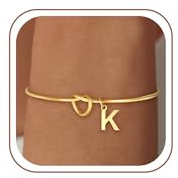 SLOONG Armband Damen Gold Silber, 18K Gold/Silber Vergoldet Knot Armband mit Buchstaben Monogramm Armbänder Personalisiert Armkette Schmuck Geschenke für Frauen Mädchen Freundin