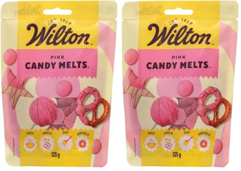 Wilton - Candy Melts Rose: Bonbons fondants au Goût de Sucré et crémeux pour Mouler, Tremper et Décorer - Optimal pour Cake Pops, Bonbons, Gâteaux et Enrobage de Friandises - 125 g (Lot de 2)