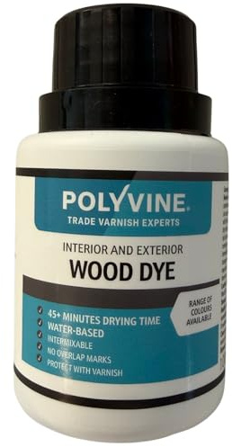 Polyvine Wood Dye – Interior Exterior Wood Colour Restorer – Quick Drying, Water Based Intermixable Woodwork Sealer Any Colour for Furniture, MDF, Ply, Hardwood, Softwood - Medium Oak, 100 ml