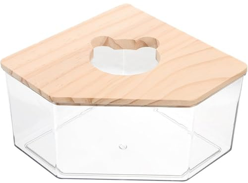 Hamsterbadewanne, Mini-Sandkasten für Haustiere, mit Deckel，Die Abmessungen betragen 13 x 13 x 8 cm, tragbar, leicht zu reinigen und aufzubauen
