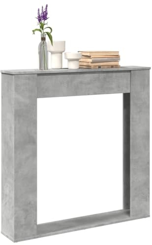 sephironlbb Cornice per caminetto, in legno grigio cemento, 100 x 20 x 100 cm, accessorio per caminetto a LED, protezione e decorazione
