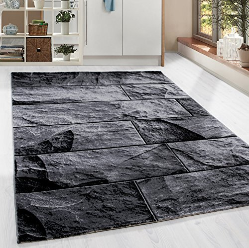HomebyHome Küchenteppich Teppich Wohnzimmer 80x150 cm Läufer Flur Schwarz Kurzflor Wand Design - Teppich Schlafzimmer, Esszimmer, Küche Flauschiger Extra Weich Tepich Waschbär Carpet Living Room