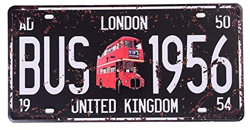 Shinewe Vintage Tin Sign Metal Poster License Plate Fit For BAR PUB HOME Decoration 15x30cm (LONDON BUS 1956)