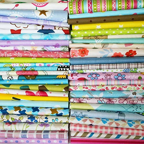 YXJDWEI 50pc Baumwollstoff 20x20cm Stoffpaket Nähstoff Schnitte DIY Patchwork Quadrate 100% Baumwolle mit vielfältigen Muster für Nähen Handwerk Kinder Werkarbeit