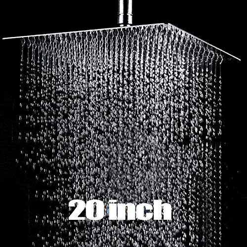 Pommeau de Douche Pluie, Tête de Douche Carre Design Moderne en Acier Inoxydable pour Salle de Bain, 50 x 50CM