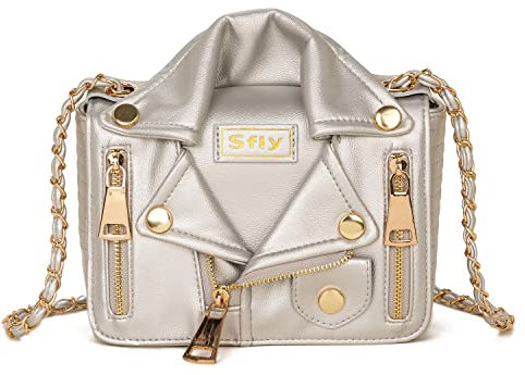 Sfly Frauen Satchel Kette Strap Umhängetasche Leder Crossbody Handtaschen Damen Abend Clutch Geldbörse Einzigartige Nette Jacke Tasche, A-Silber