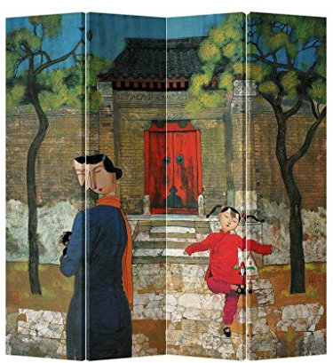 Fine Asianliving Paravent Raumteiler Japanisch Orientalisch Chinesisch Beidseitig L160xH180cm Spanische Wand Trennwand Room Divider Raumtrenner Sichtschutz Bedruckte Canvas Leinwand Asiatisch