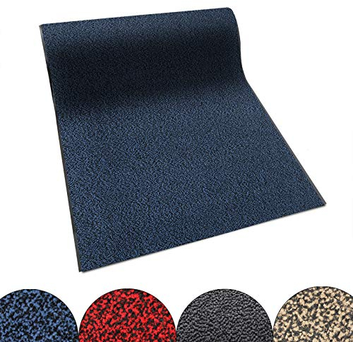 KARAT Schmutzfangmatte Sky - Türmatte mit meliertem Flor für den Eingangsbereich (90x250 cm, Blau)