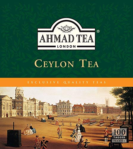 Ahmad Tea - Ceylon - Schwarzer Tee aus Sri Lanka - Doppelkammer-Teebeutel mit Band mit 2g Tee pro Portion - 100 Teebeutel