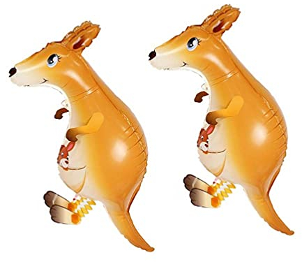 TOYANDONA 2Pcs Känguru Ballon Walking Tier Ballons Aluminium Folie Luftballons Luft Walker Balloon Tier Spielzeug für Kinder Geburtstag Party Hochzeit
