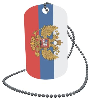 U24 Dog Tag Erkennungsmarke ID Tag an Kette Flagge Russland mit Adler Alu 30 x 50 mm