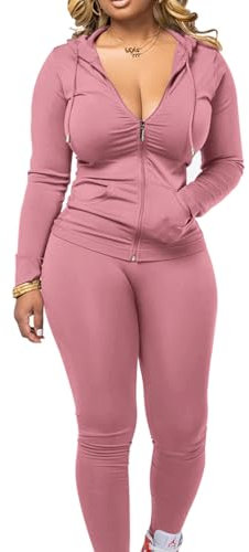 Mrskoala Zweiteiliges Outfit für Damen, Jogger-Set, Workout-Schweißanzüge, Trainingsanzughosen-Set, 6556 hellrosa, X-Large