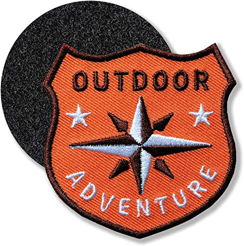 Klettpatch - Kompass Abzeichen gestickt 60 x 61 mm/Klett Patch Patches Aufnäher Applikation zum Kletten aufkleben aufnähen auf Kleidung Rucksack Tasche/Club of Heroes (Orange)