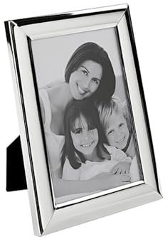 Fink versilberter Bilderrahmen 10x15 cm Fotorahmen mit breiter gewölbten Leiste für 1 Foto