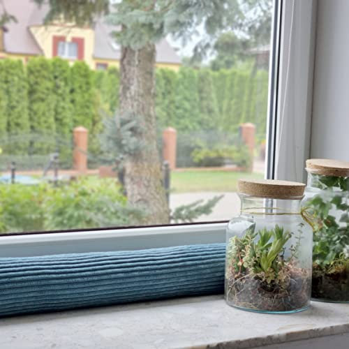 4L Textil Zugluftstopper Cord Durchzugstopper Windstopper für Türen und Fenster Luftzugstopper für Tür Türschlange Türrolle 150 cm (Türkis, 150 cm)