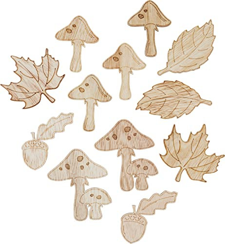 Streuteile Pilze und Eicheln, 12er-Set, 6-8 cm