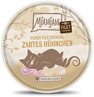 MjAMjAM - Premium Nassfutter für Katzen - zartes Filet vom Hühnchen 80g, 1er Pack (1 x 80 g), naturbelassen mit extra viel Fleisch