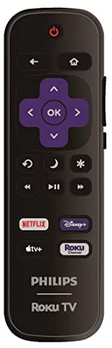 Grehge Remote Control Compatible with All Philips Roku TV Smart TVs【Only Works with Philips Roku TV, Not for Roku Stick and Roku Box】 (Netflix/Disney Plus/Hulu/Vudu)