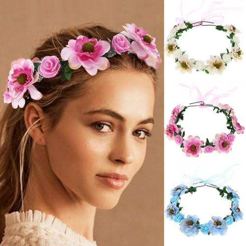 Edary Couronne florale de mariée - Accessoire de cheveux pour femme - Rose