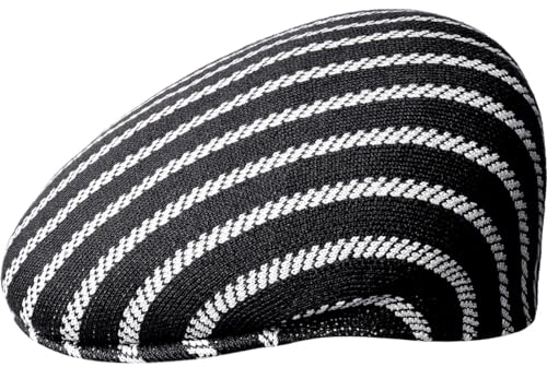 Kangol Twist Stripe 504 Flatcap Schirmmütze Schiebermütze (L (58-59 cm) - schwarz)