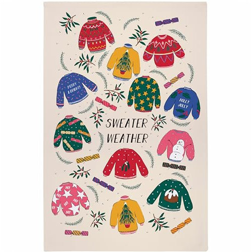 Ulster Weavers - Christmas Sweaters Tea Towel (74 x 48cm) - 100% Cotton - Washable - Christmas Dish Cloths/Dish Towel - Festive Christmas Jumper Tea Towel - Kitchen Accessories & Decor