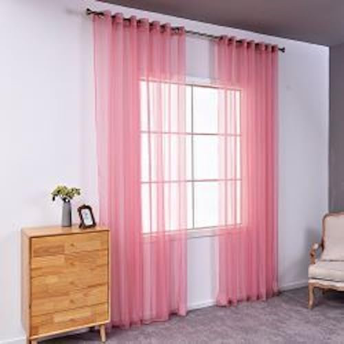 Wambere 1 Stück Gardinen Vorhänge Oesengardinen Verdunkelungs Vorhang Gardine mit Ösen,Halbtransparente Gardine Curtain Lichtdurchlässige Gardins,für Wohnzimmer Schlafzimmer,Altrosa,140cmx230cm