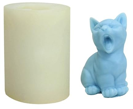 Langlebige Gähnende Katze Duftkerze Silikonform Handgemachte Seife Duftkerze Epoxidform DIY Frauen Mädchen Tierform Tieraromatherapie Kerzenform