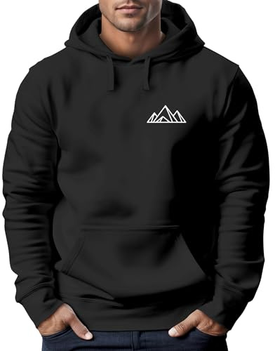 Neverless® Hoodie Herren Polygon Print Wandern Berg-Motiv Geometric Kapuzen-Pullover Männer Fashion Streetstyle