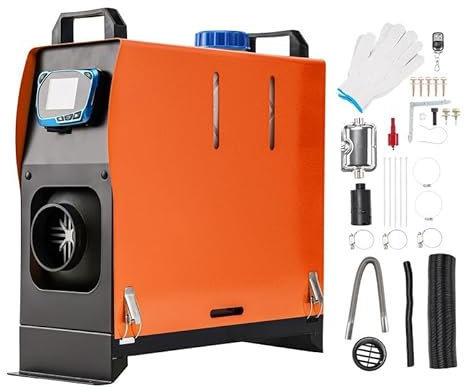 ShockFlo Calefacción de aire diésel todo en uno de 12 V 8 kW con pantalla LCD y mando a distancia, calentador de aire diésel para autocaravanas, garajes, remolques, camiones, barcos