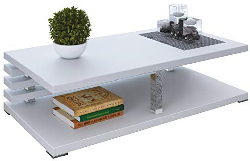 Design Couchtisch PA-111 Tisch Wohnzimmertisch 120x31x60cm, Farbe:Weiß matt