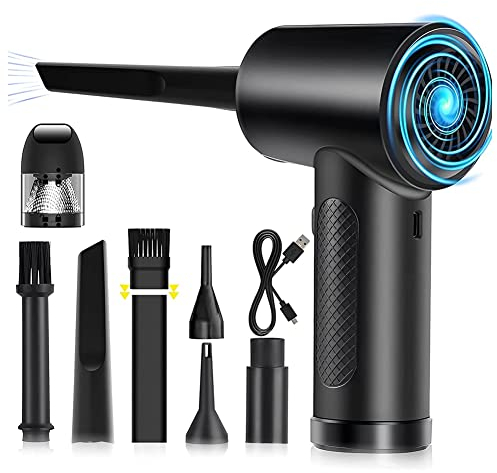 Jdeijfev Aspirador de aire comprimido y aspirador 2 en 1, 3 velocidades, 51000 rpm, soplador de aire inalámbrico