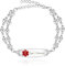 Vivaday Diabetes Medizinisches Alarmarmband, Edelstahl-Doppelketten-Rotes Symbol, Armband für Männer und Frauen, Krankenschwester-Armband für Typ 1 Diabetes, 7,5 + 2 Verlängerungskette YA3989