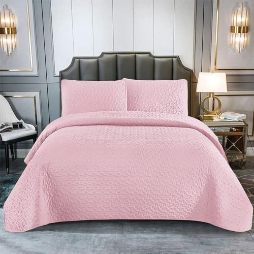 GREATOYAR Colcha Ligera Bicolor Reversible 220x260cm, 2 Fundas de Cojines 50x70cm, Rosa