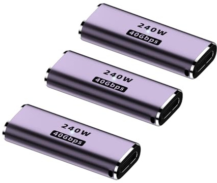 3 Stück 240W Typ C Female to Female Adapter, 40Gbps, USB C Buchse auf Buchse Adapter Kupplung, unterstützt 8K@60HZ und 240W Schnellladung,Switch, MacBook, Laptop und weiteren Type USB C Geräten