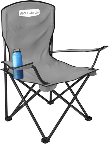 Beau Jardin Chaise Camping Pliante 150 KG Sac de Transport Pliable pour Chaise de Camping Pliable Chaise de Plage Pliable Chaise de Pelouse et Légère pour Randonnée Pique-Nique Pêche Spectateur Gris